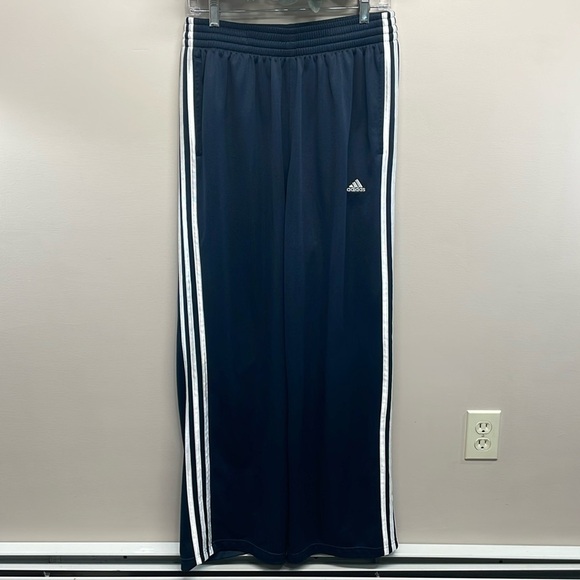 Adidas Essentials Warm-Up Open Hem 3 Stripes Track Pants Regular Fit Navy L - Picture 1 of 16
